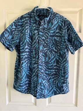 Edgar & Ashe Short-Sleeve Blue Printed Button-Down Shirt